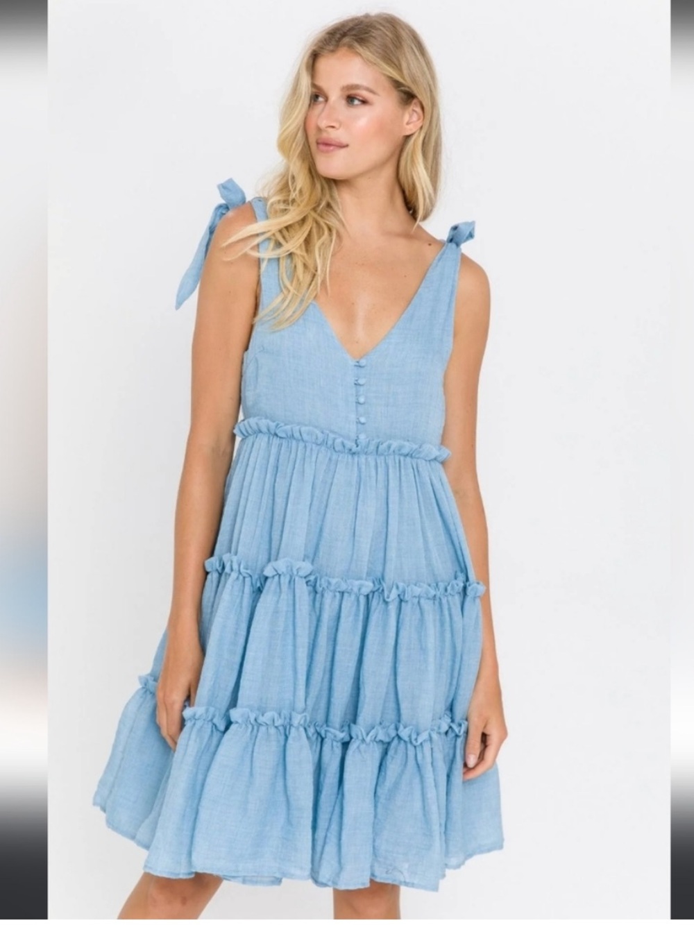 Endless Rose Tiered Bow Shoulder Dress Size S
